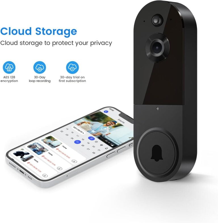 SUNNYJANE Wireless 1080p Video Doorbell Camera, AI Human Detection, Live View, 2-Way Audio Included Chime, Night Vision, 2.4G Wi-Fi, Cloud Storage, Indoor/Outdoor Surveillance Cam (Black)  Tools & Home Improvement