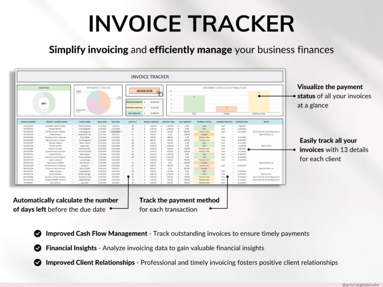 Client Tracker Spreadsheet for Small Business w/ Task Tracker Customer CRM Dashboard Google Sheets Excel Lead Management Invoice Tracker