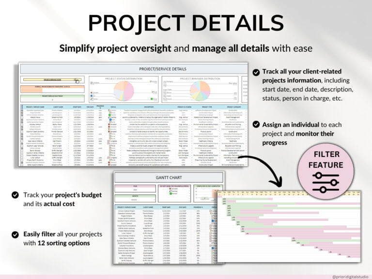 Client Tracker Spreadsheet for Small Business w/ Task Tracker Customer CRM Dashboard Google Sheets Excel Lead Management Invoice Tracker