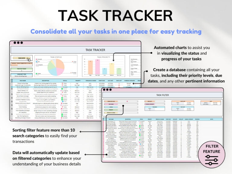 Project Management Tool for Small Business Project Planner Task Tracker To-Do List Template Gantt Chart Business Planner Kanban Board Excel